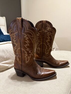 ROCK EM WIDE CALF Brown Western Boots - Classic Embroidery